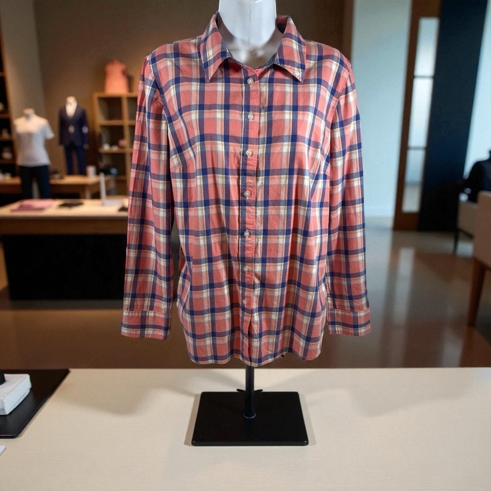 TALBOTS Shirt Womens Sz Medium Button Up Blouse Top Plaid